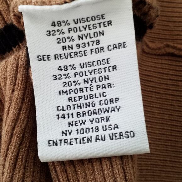 Magaschoni Womens Size M Brown Black Stripes Mock Neck Sweater Pullover - Picture 4 of 7